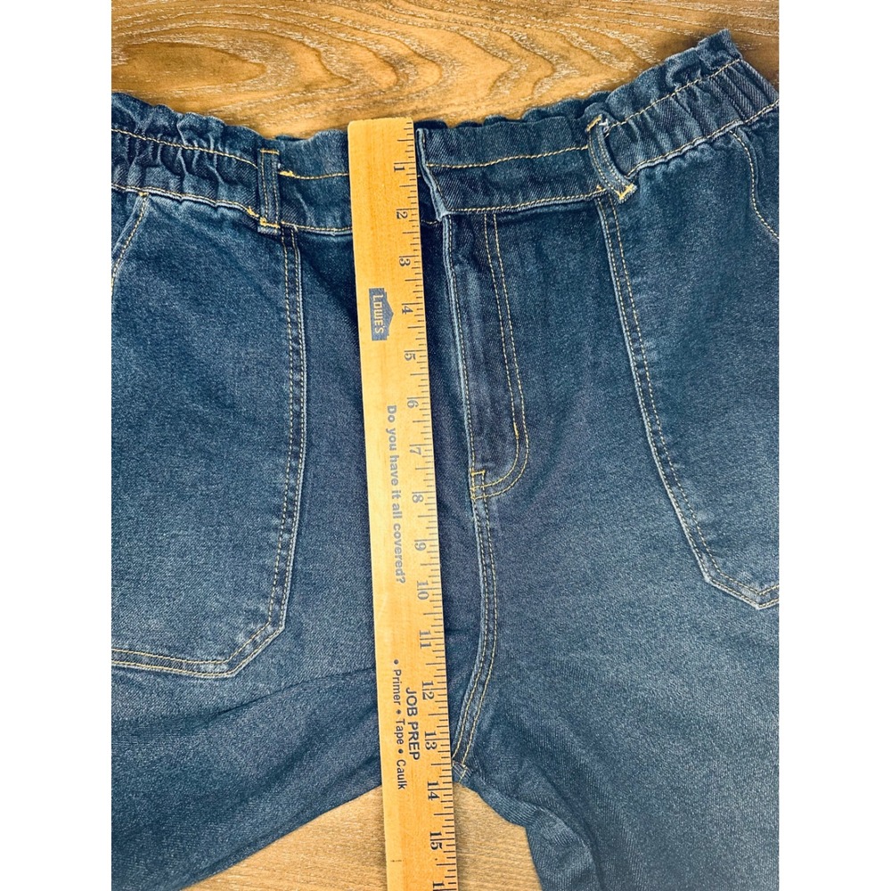 Time and Tru Women's Blue Denim Elastic Waist Wide Leg‎ Crop Jeans Size 14 - Picture 4 of 9